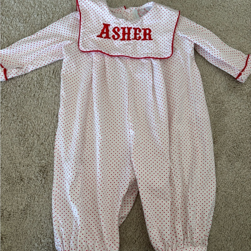 White and Red Polka Dot Baby Romper